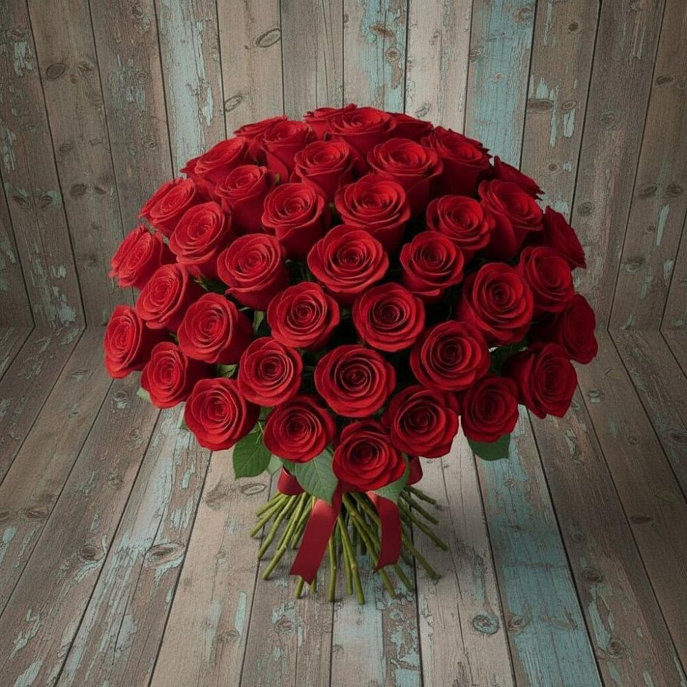 Букет 55 Красных роз Фридом в Саяногорске