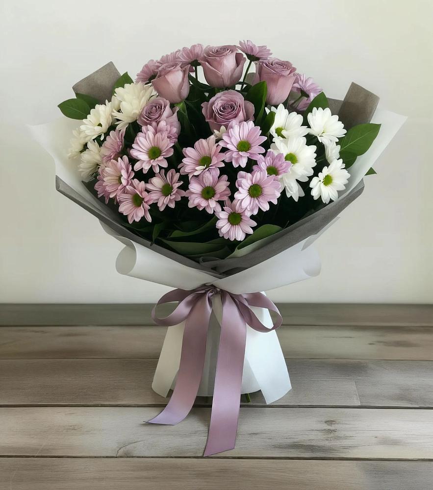 Букет цветов из: Хризантемы и Розы в Саяногорске