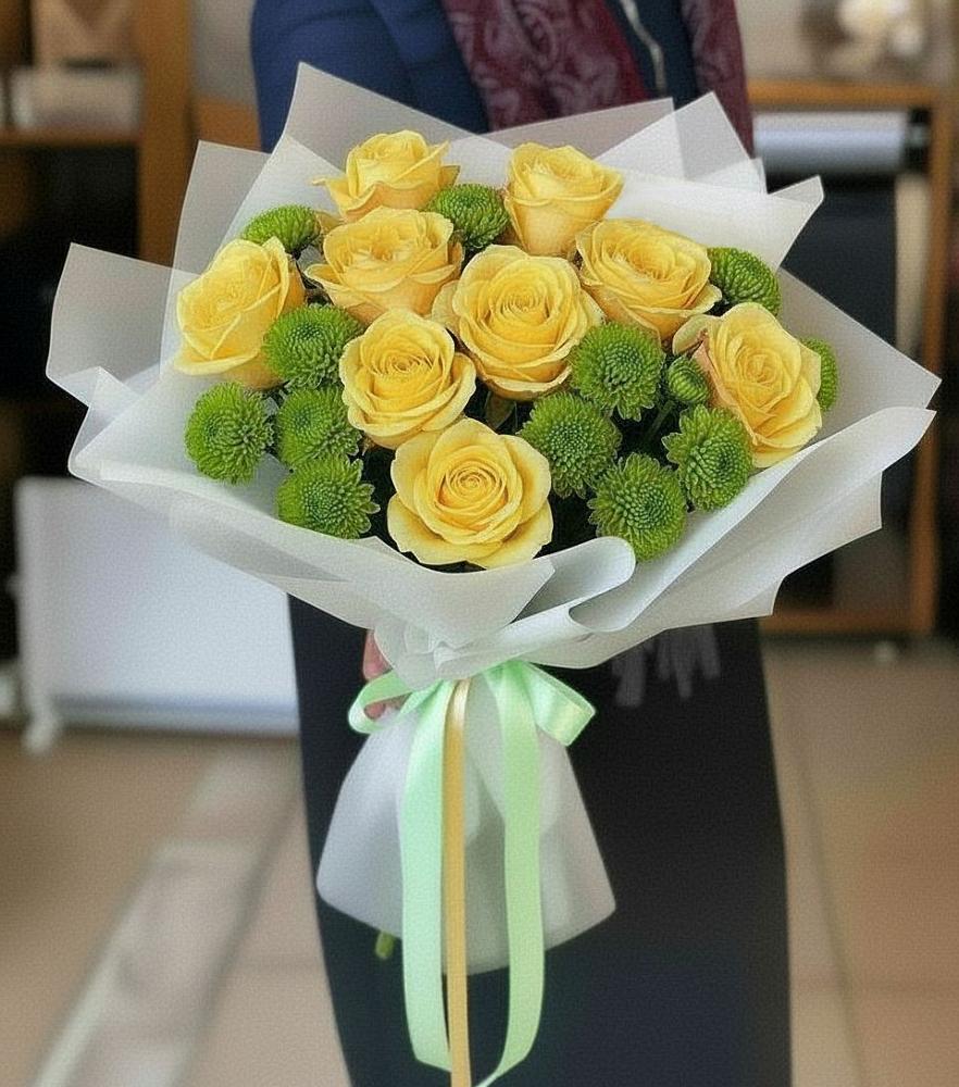 Букет цветов из: Хризантемы и Розы в Саяногорске