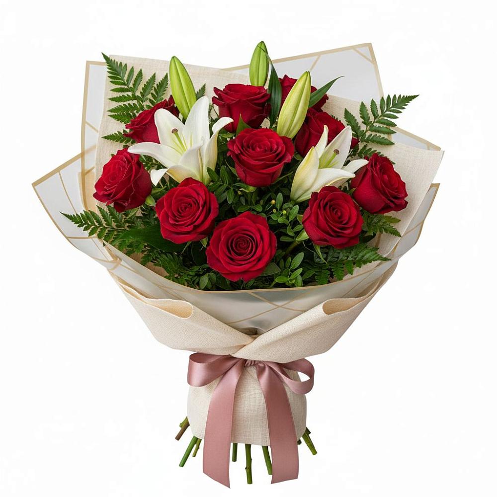 Букет цветов из: Лилии и Розы в Саяногорске