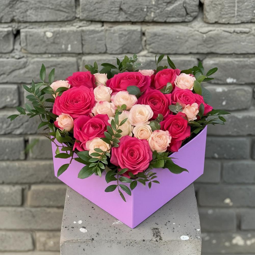 Цветочная композиция из Розы в коробке в Саяногорске