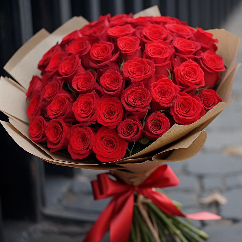 Букет 51 Красная роза Эдлесс Лав в Саяногорске