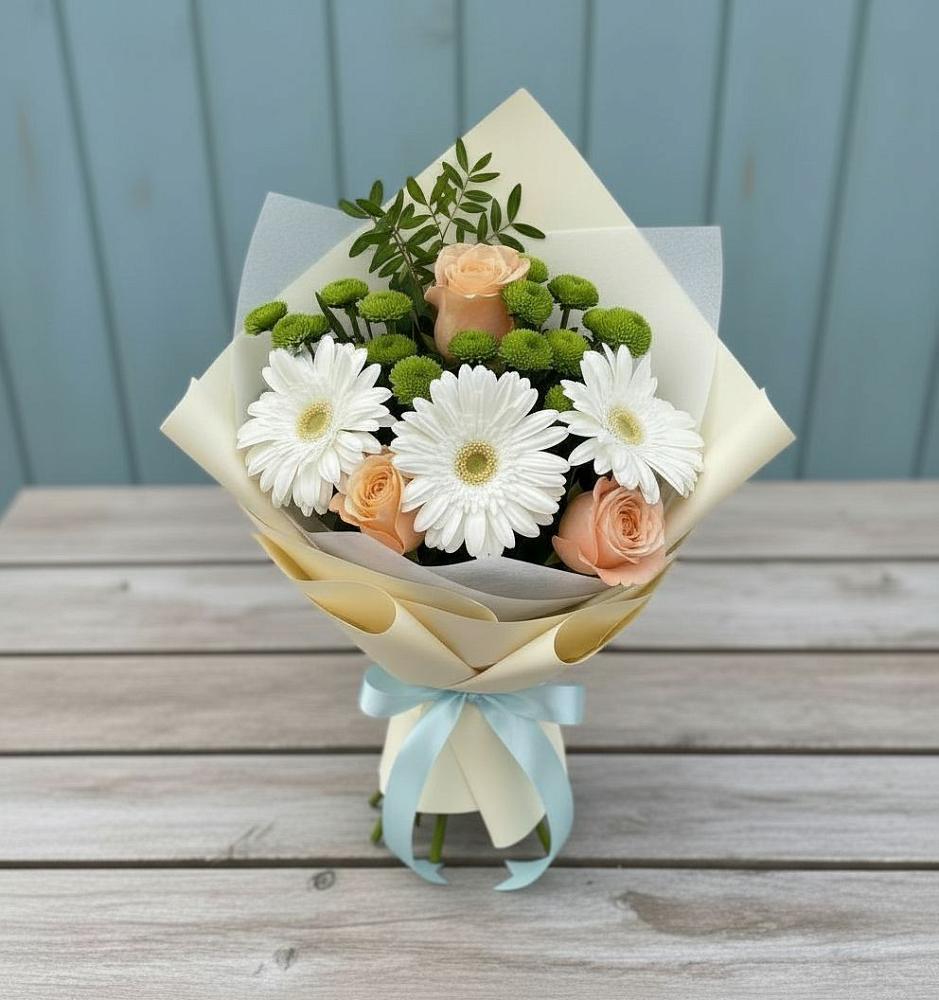 Букет цветов из: Герберы, Розы и Хризантемы в Саяногорске