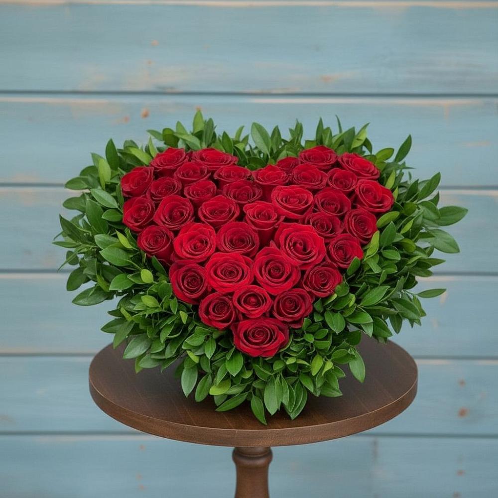 Цветочная композиция из Розы в виде сердца в Саяногорске