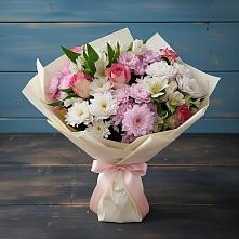 Букет цветов из:  Хризантемы, Альстромерии и Розы в Саяногорске