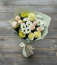 Букет цветов из:  Альстромерии, Розы и Хризантемы в Саяногорске