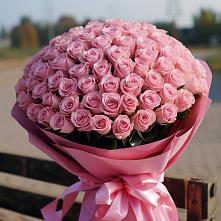 Букет 101 Розовая роза Хэвэн в Саяногорске